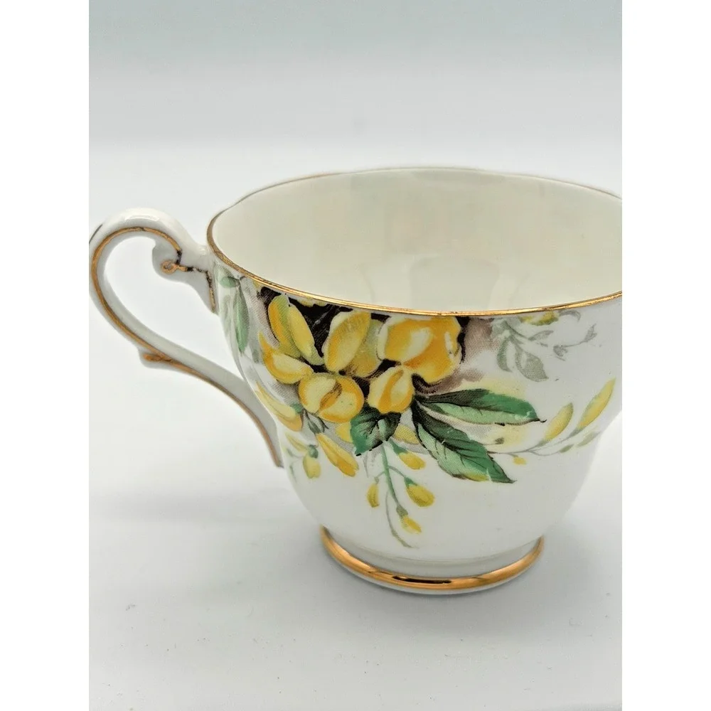Royal Standard Laburnum Bone China Tea Cup & Saucer England Yellow Floral